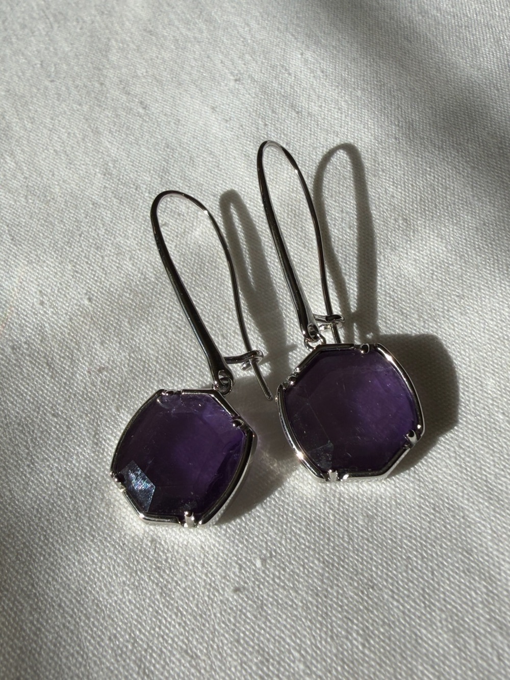 Kendra Scott SilverTone Drop Earrings With Purple Stones